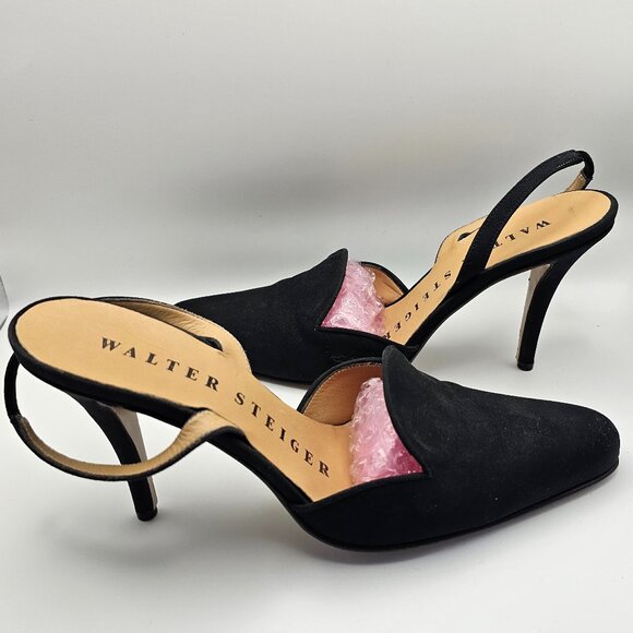 Walter Steiger Women’s Italian Black Slingback Heels – Size 7 - Picture 2 of 8
